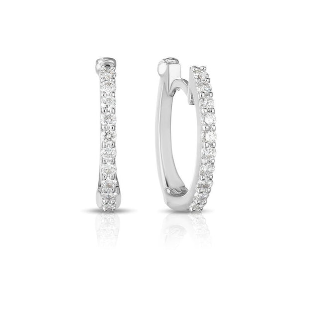 18K GOLD PAVE DIAMOND HUGGY EARRINGS - 18K White Gold