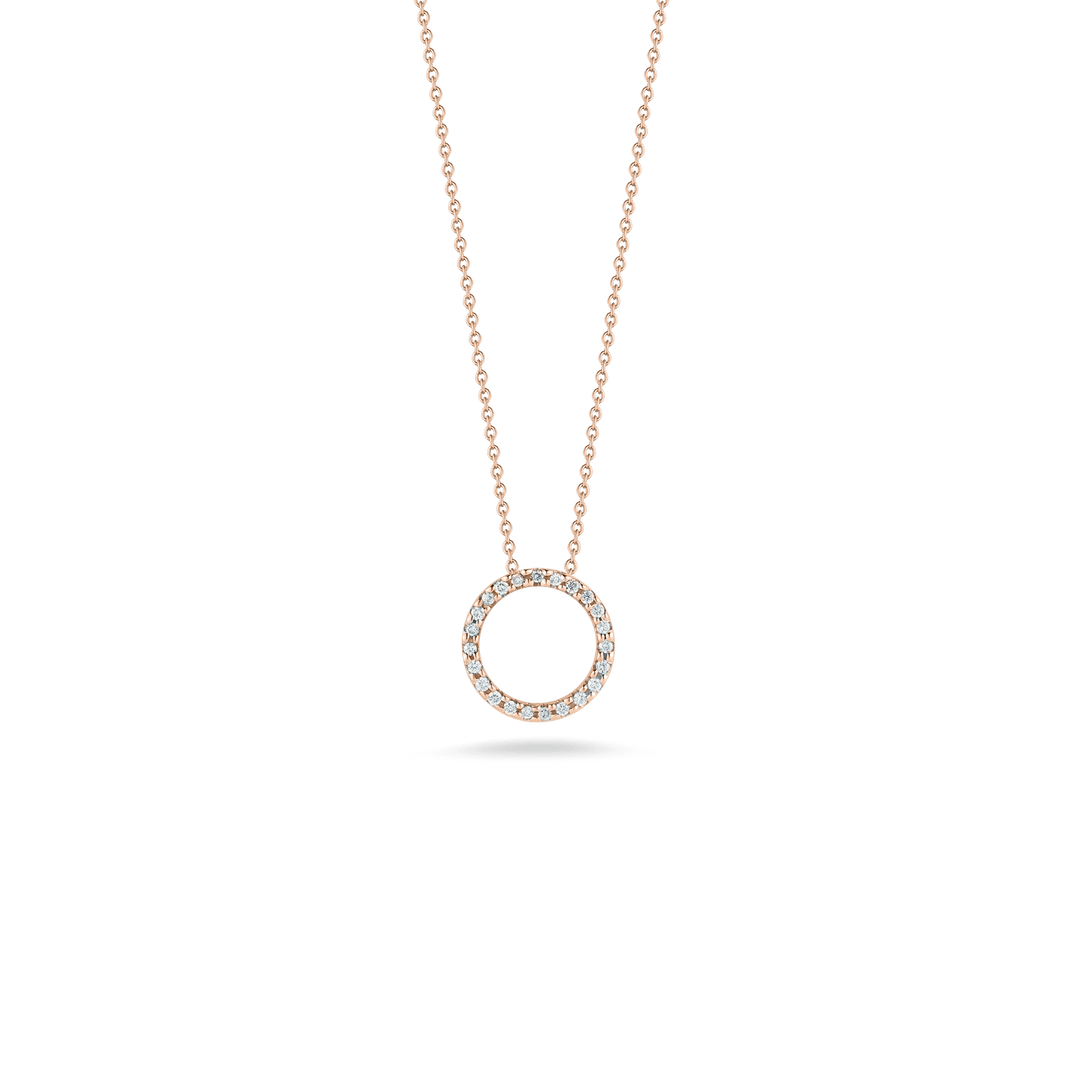 18K GOLD TINY TREASURES SMALL DIAMOND CIRCLE NECKLACE - 18K Rose Gold