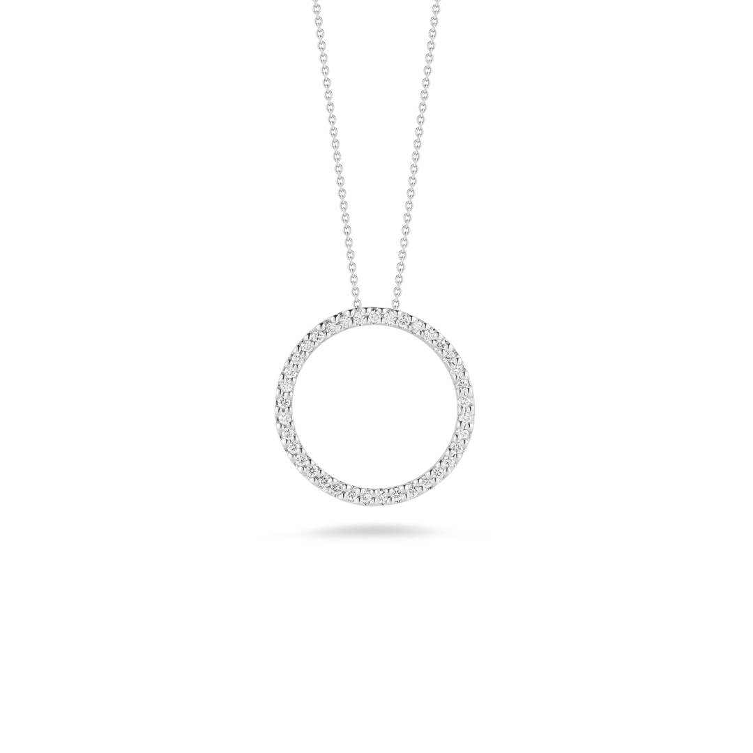 18K WHITE GOLD TINY TREASURES MEDIUM DIAMOND CIRCLE NECKLACE