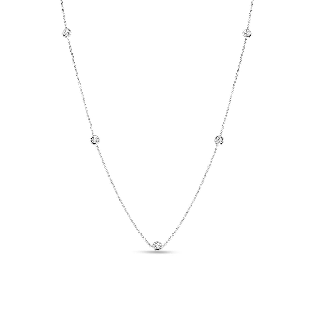 18K WHITE GOLD DIAMONDS BY THE INCH 5 STATION NECKLACE