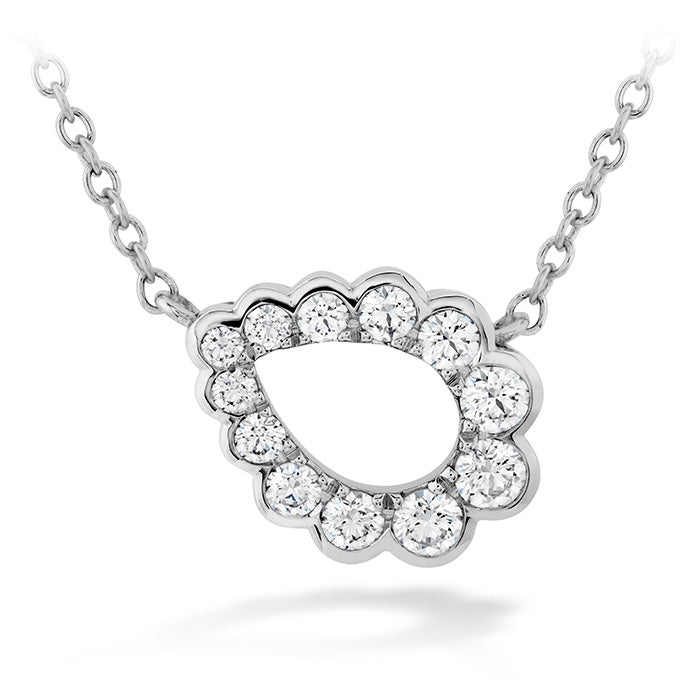 0.3 ctw. Aerial Regal Scroll Teardrop Necklace in 18K White Gold