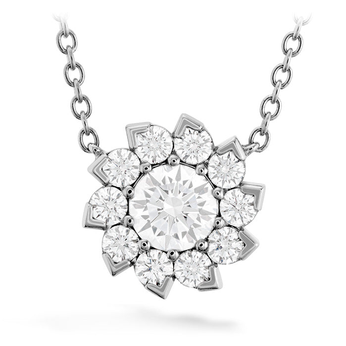 0.9 ctw. Aerial Sol Halo Necklace in 18K White Gold