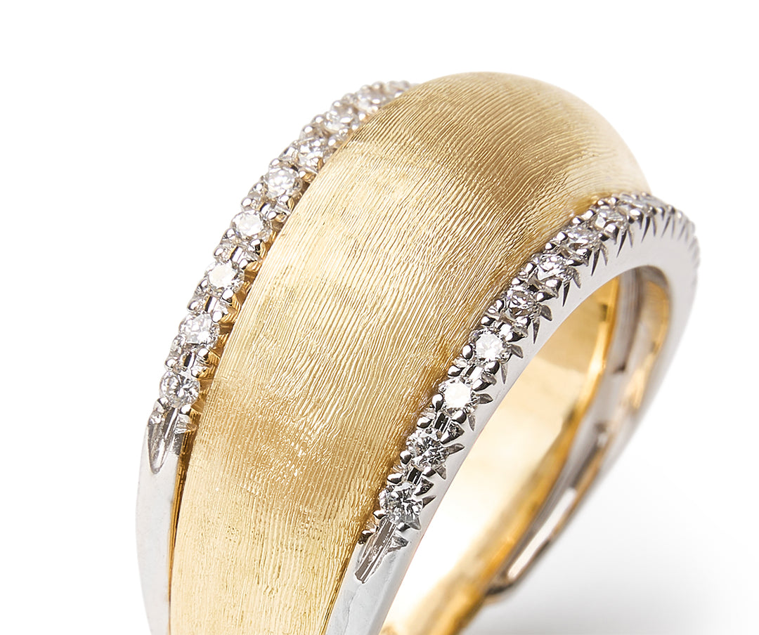 18K Lucia Collection Yellow Gold and Diamond Dome Ring