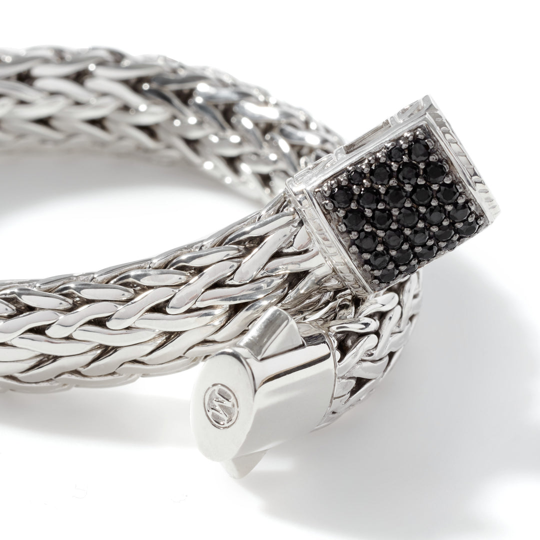 John Hardy Icon Silver Lava Large Bracelet with Treated Black Sapphire