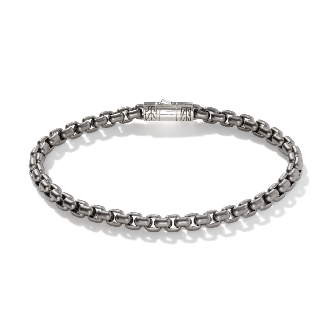 John Hardy Matt Black Rhodium Silver Box Chain Bracelet