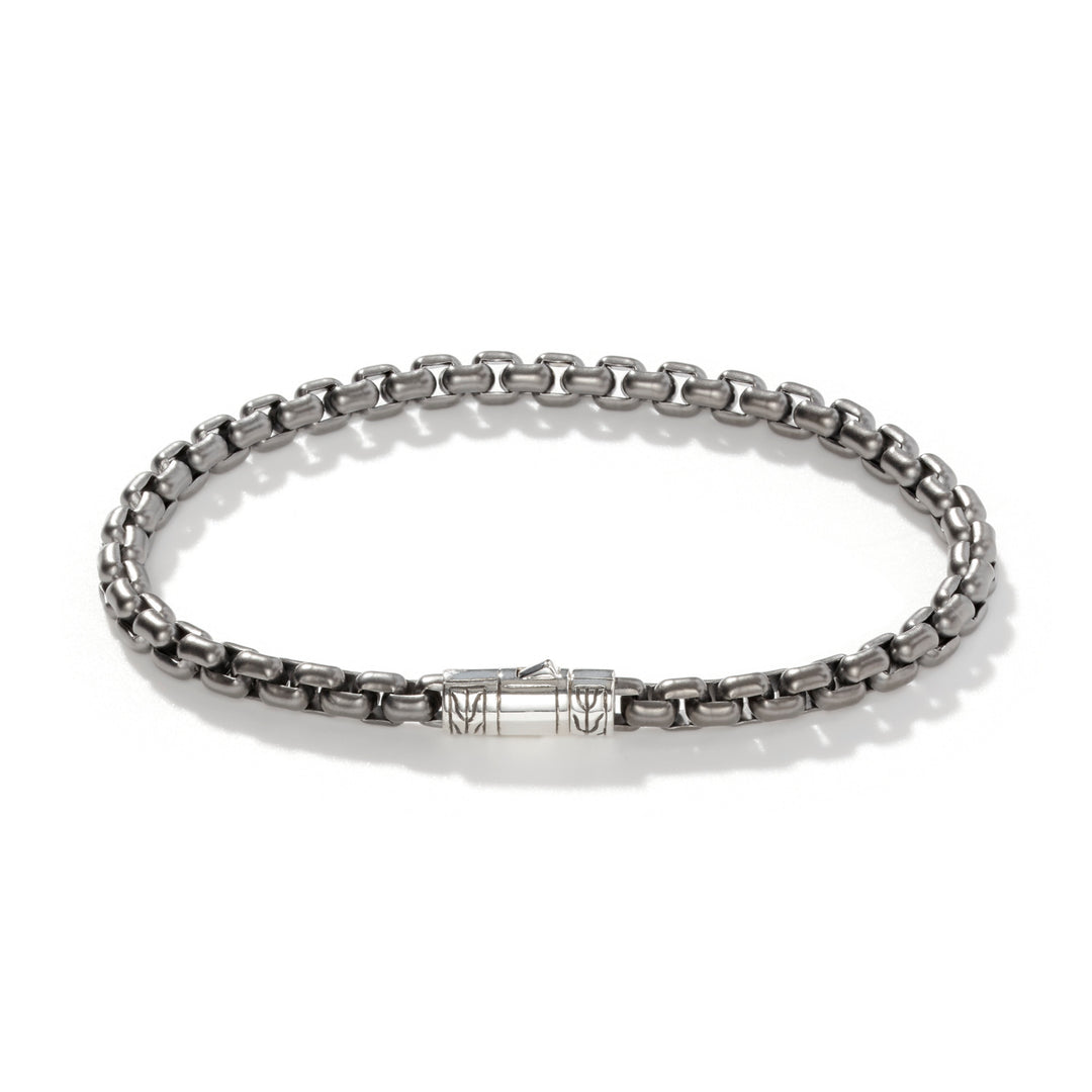 John Hardy Matt Black Rhodium Silver Box Chain Bracelet