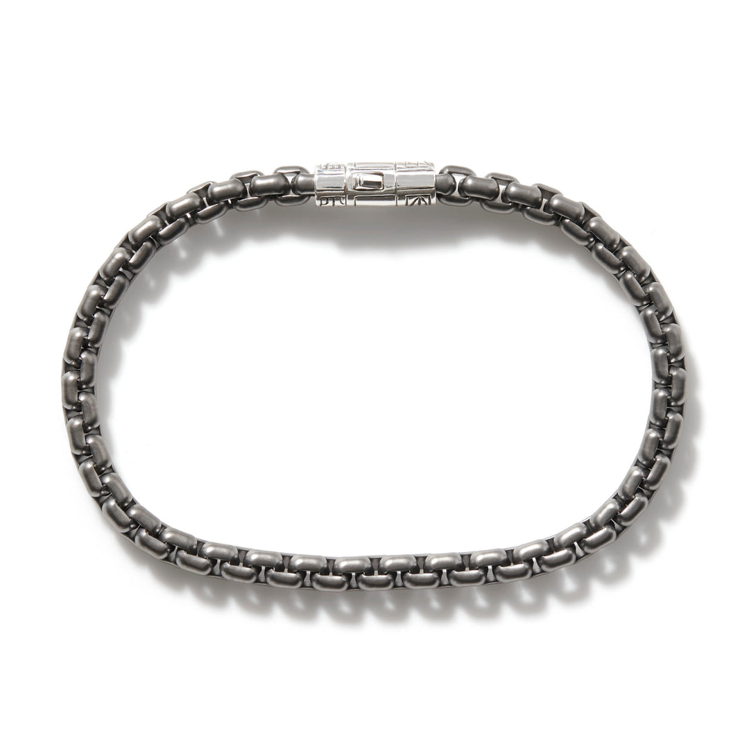 John Hardy Matt Black Rhodium Silver Box Chain Bracelet