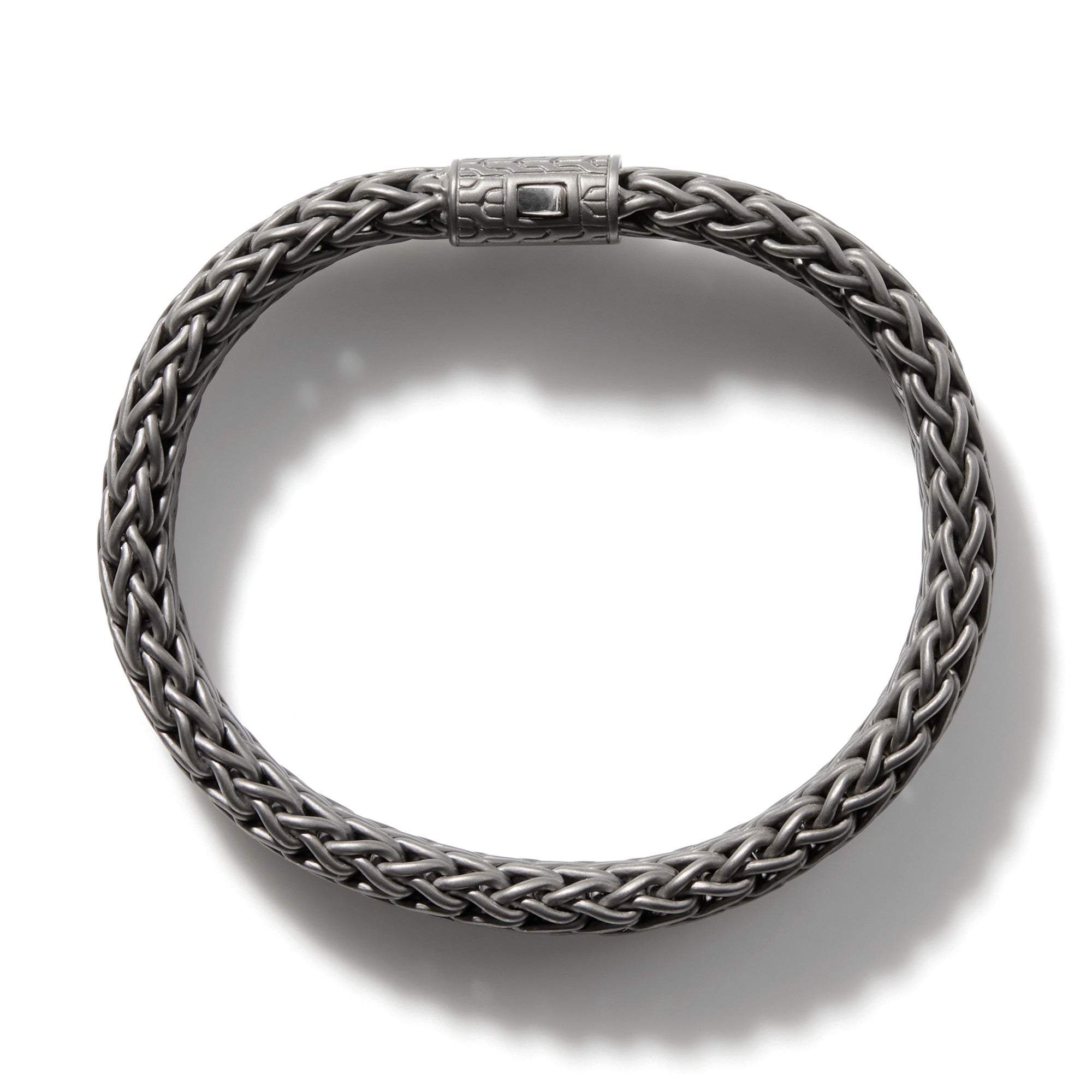 John Hardy Icon Silver Matte Black 11mm Rhodium Plated Bracelet XL