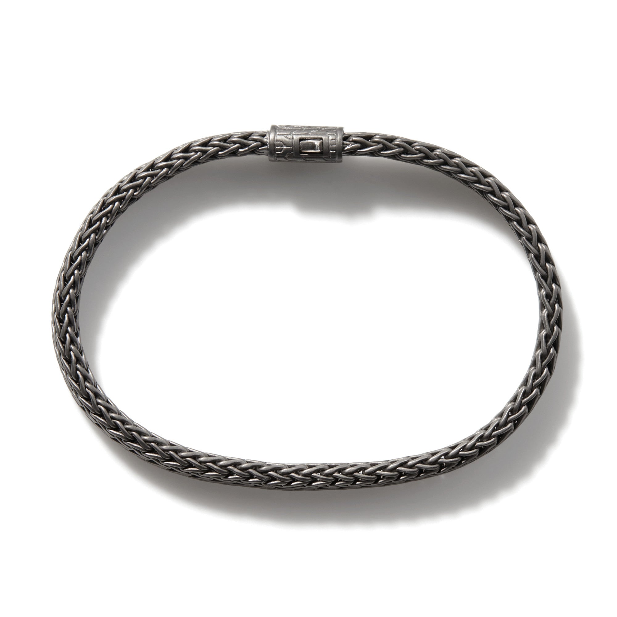 John Hardy Icon Silver Matte Black Rhodium Plated Flat Chain Bracelet