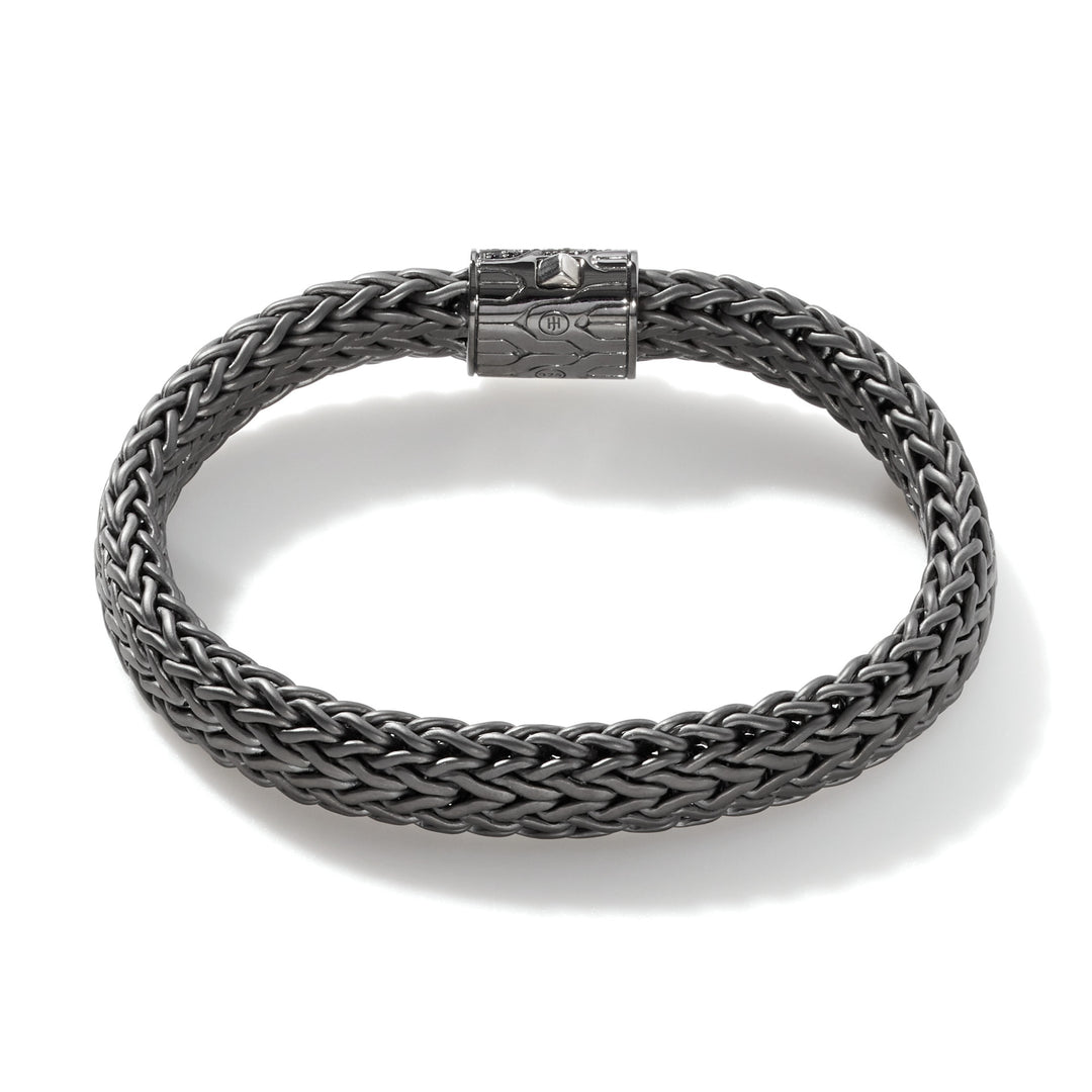 John Hardy Icon Silver Matte Black Rhodium with Treated Black Sapphire Large Bracelet