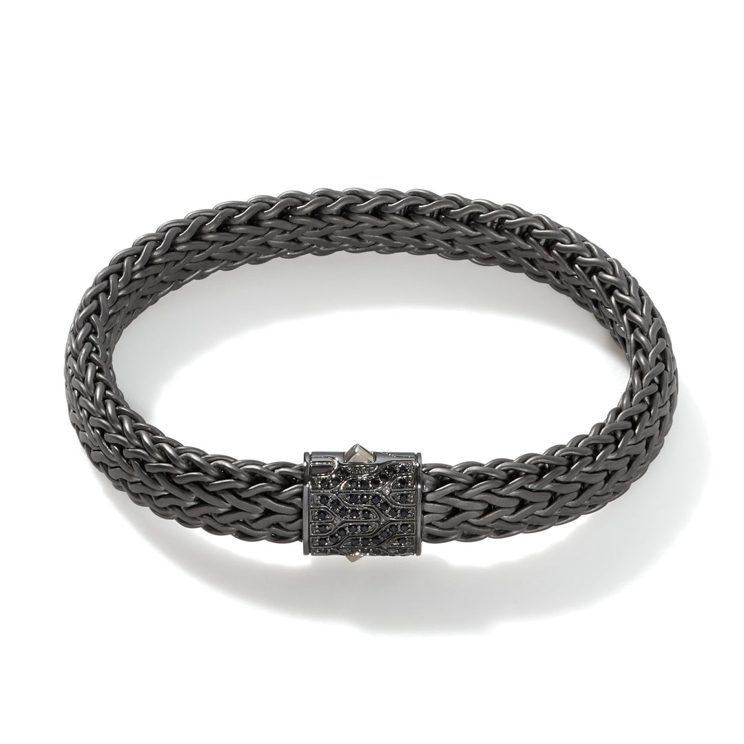 John Hardy Icon Silver Matte Black Rhodium with Treated Black Sapphire Large Bracelet