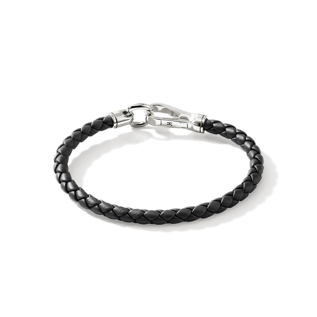 John Hardy Silver Bracelet on 5mm Black Leather