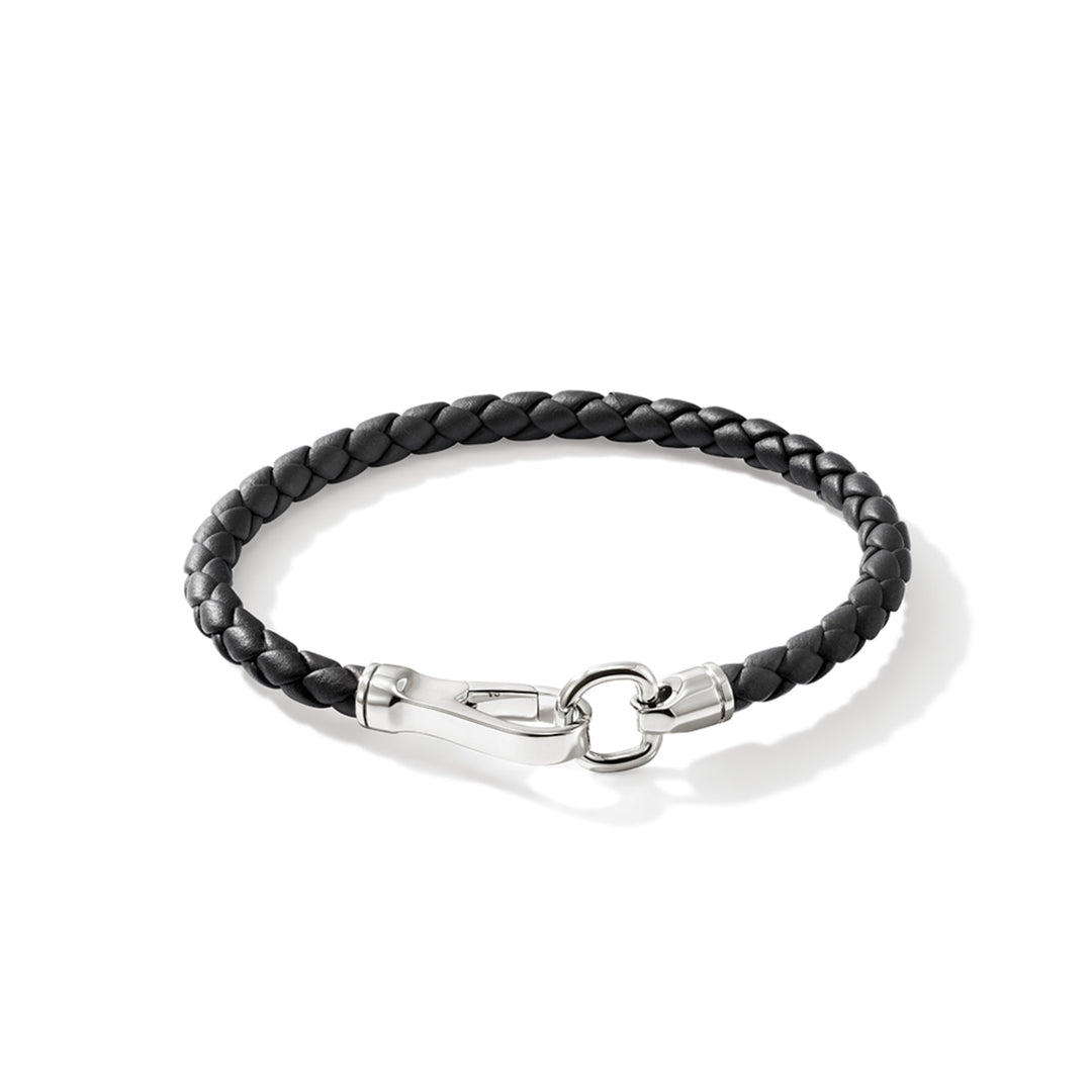 John Hardy Silver Bracelet on 5mm Black Leather