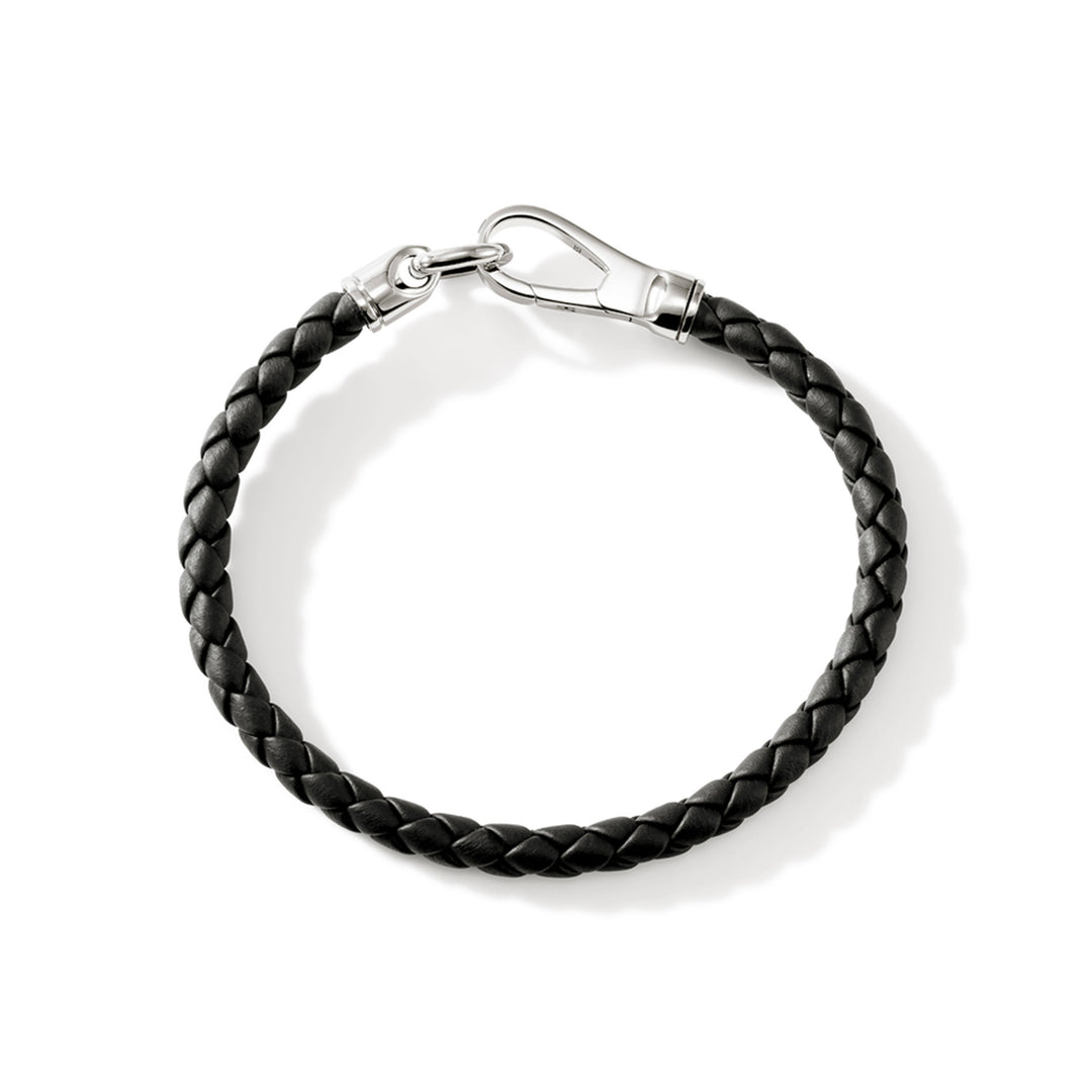 John Hardy Silver Bracelet on 5mm Black Leather