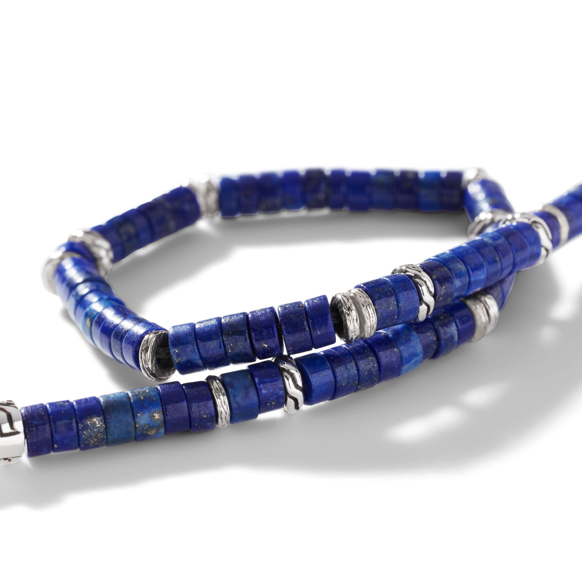 John Hardy Heishi Silver Bracelet with 4mm Lapis Lazuli Beads