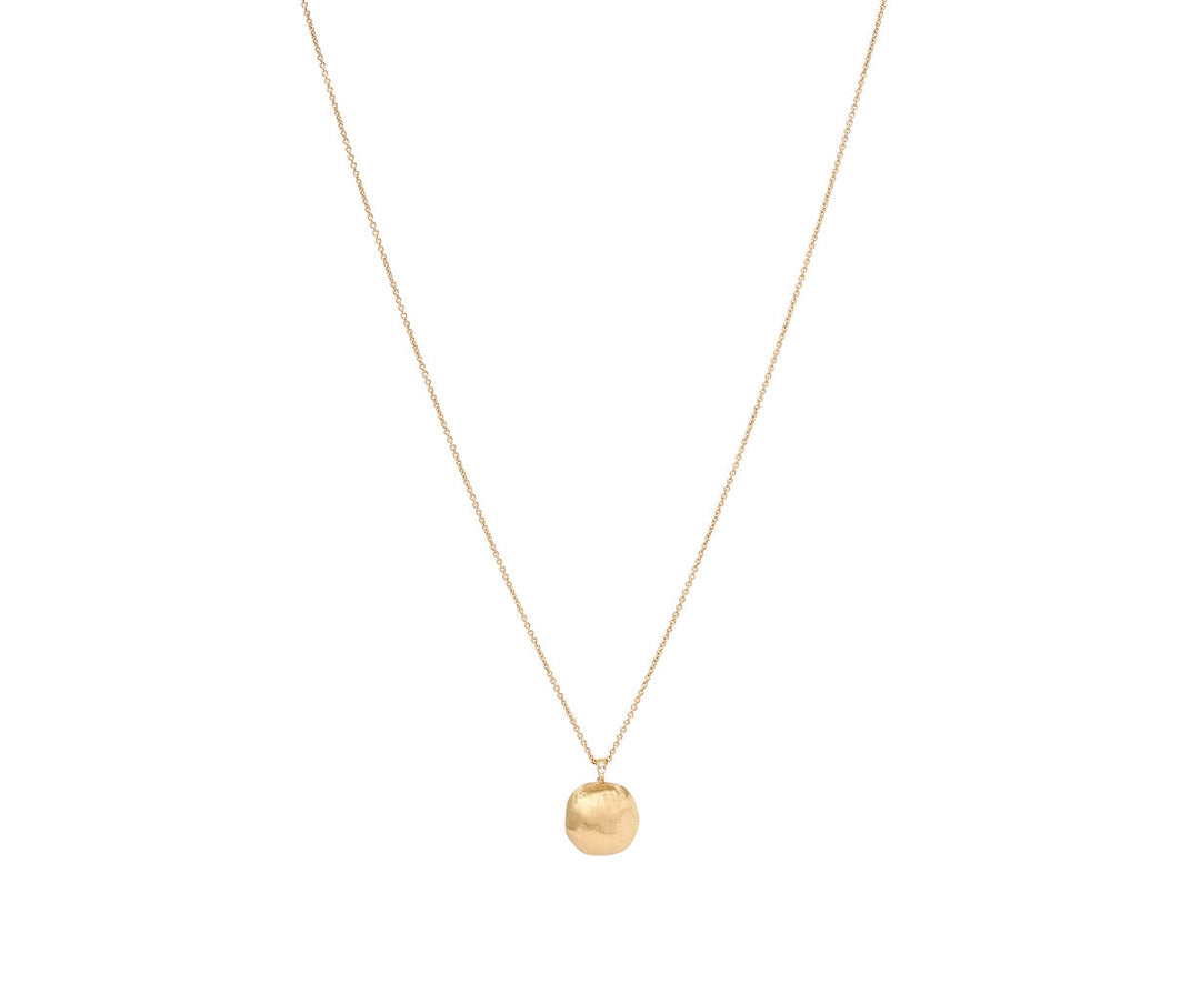 18K Yellow Gold Pendant Necklace With Diamond Accents, Long