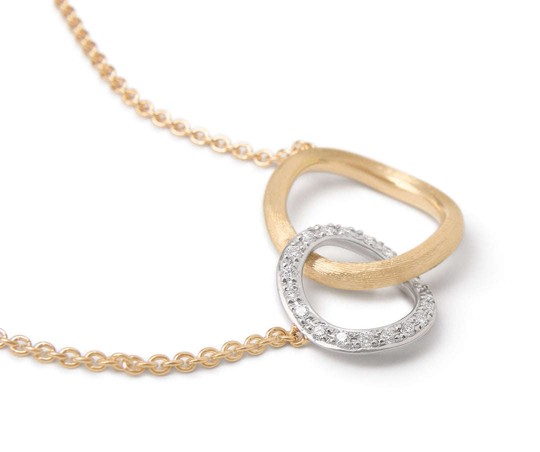 18K Yellow Gold Mixed Link Diamond Pavé Pendant