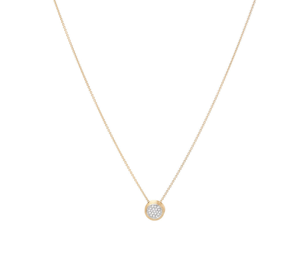 18K Yellow Gold Diamond Pavé Disk Pendant