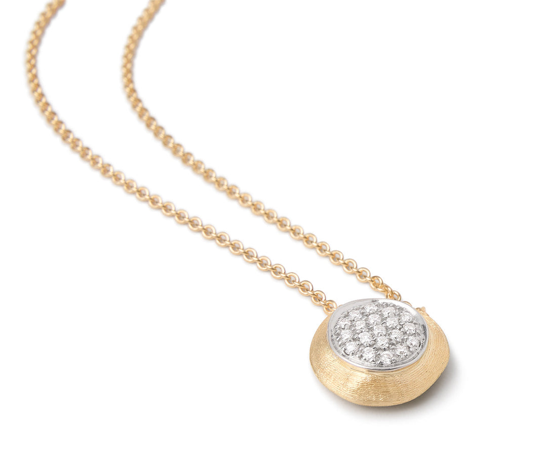 18K Yellow Gold Diamond Pavé Disk Pendant