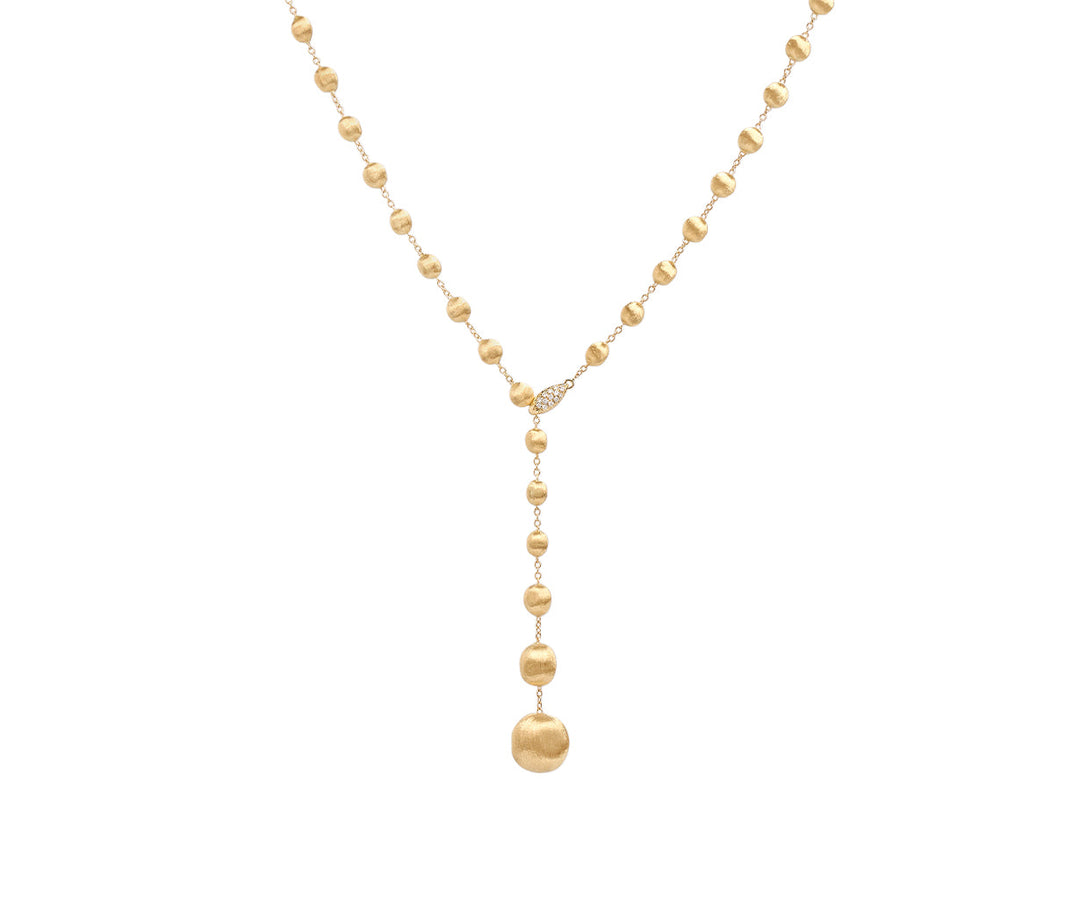 18K Yellow Gold Lariat Necklace With Diamond Pavé Clasp