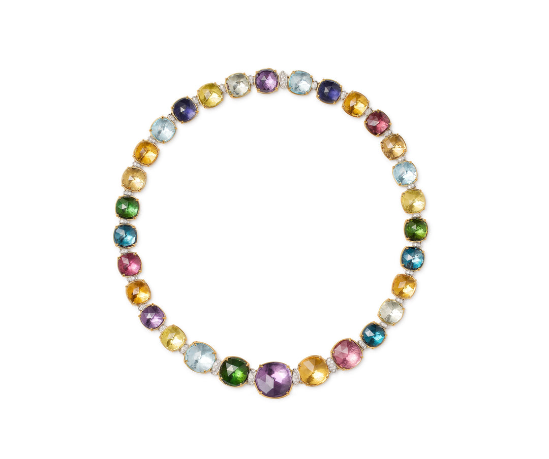 18K Yellow Gold Statement Gemstone Collar with Diamonds