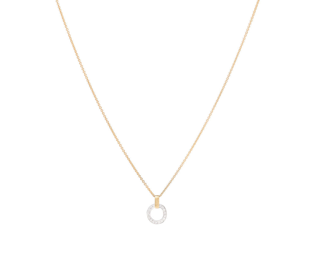 18K Yellow Gold Diamond Pavé Circle Pendant