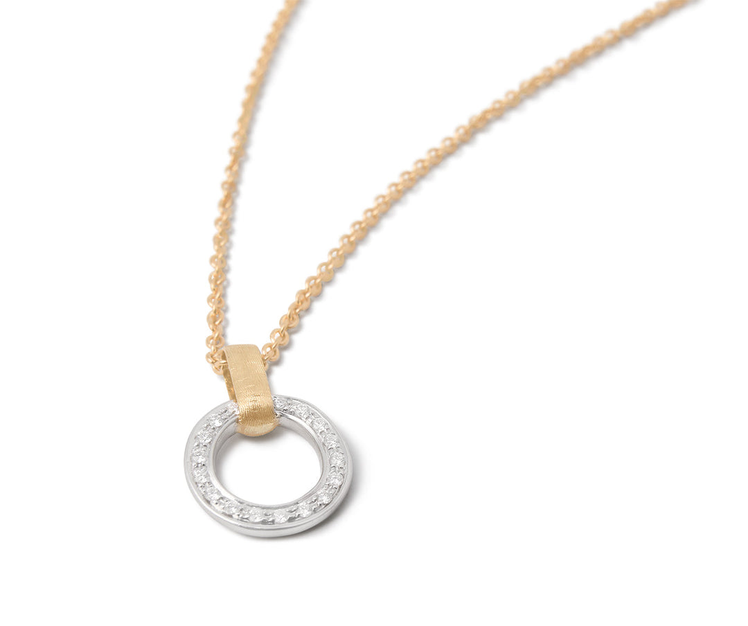 18K Yellow Gold Diamond Pavé Circle Pendant