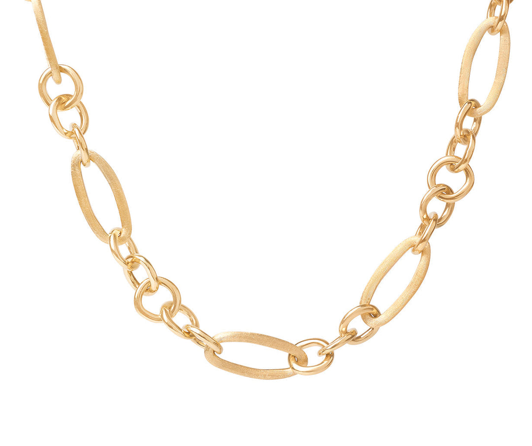 18K Yellow Gold Engraved & Polished Link Necklace