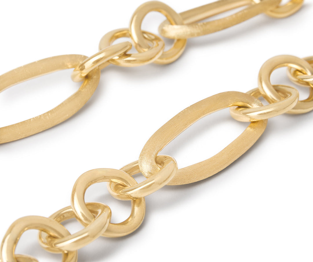 18K Yellow Gold Engraved & Polished Link Necklace