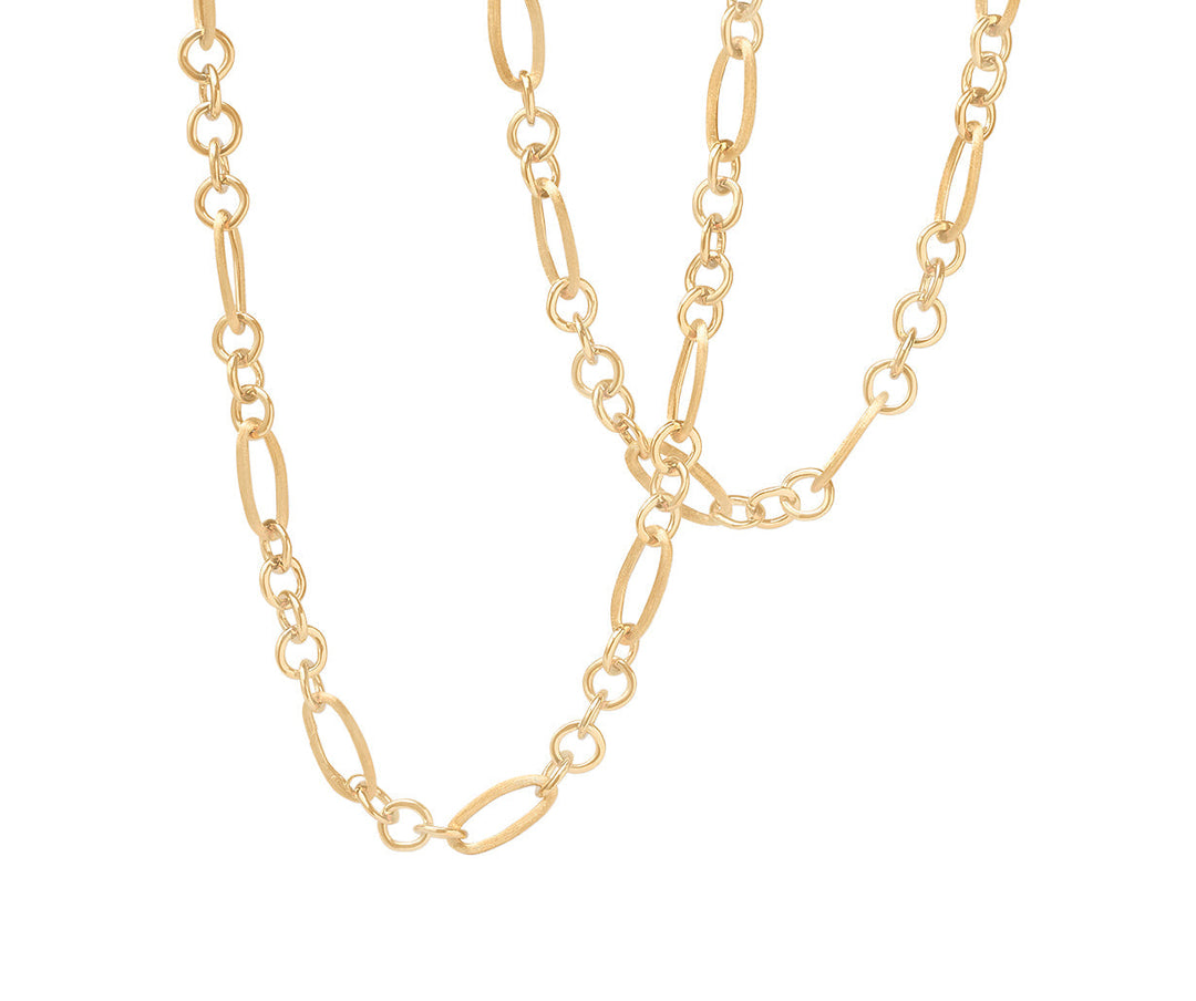 18K Yellow Gold Convertible Link Necklace, Engraved & Polished