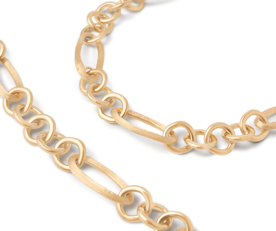 18K Yellow Gold Convertible Link Necklace, Engraved & Polished