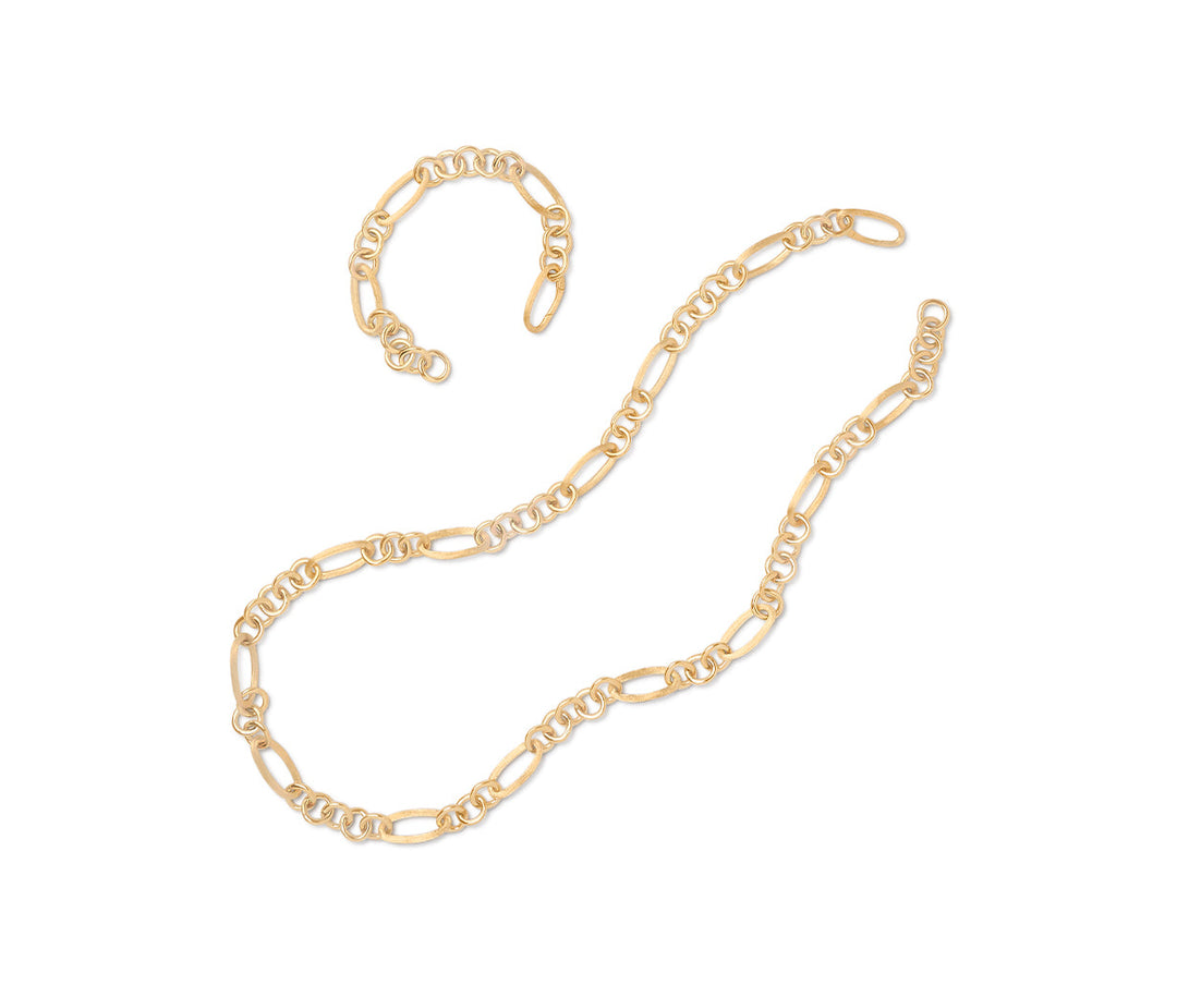 18K Yellow Gold Convertible Link Necklace, Engraved & Polished