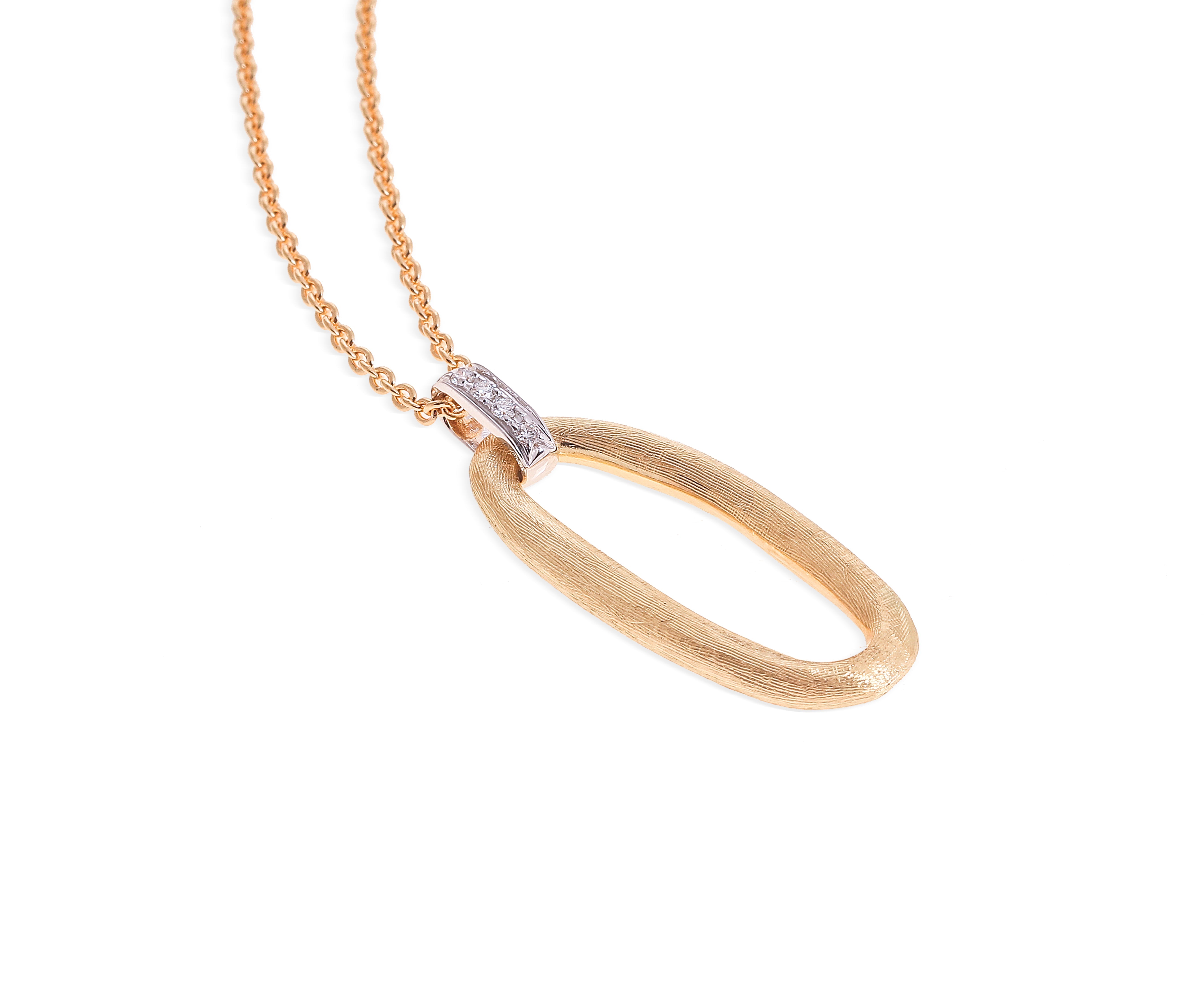 18K Yellow Gold Pendant Necklace with Diamond Accent