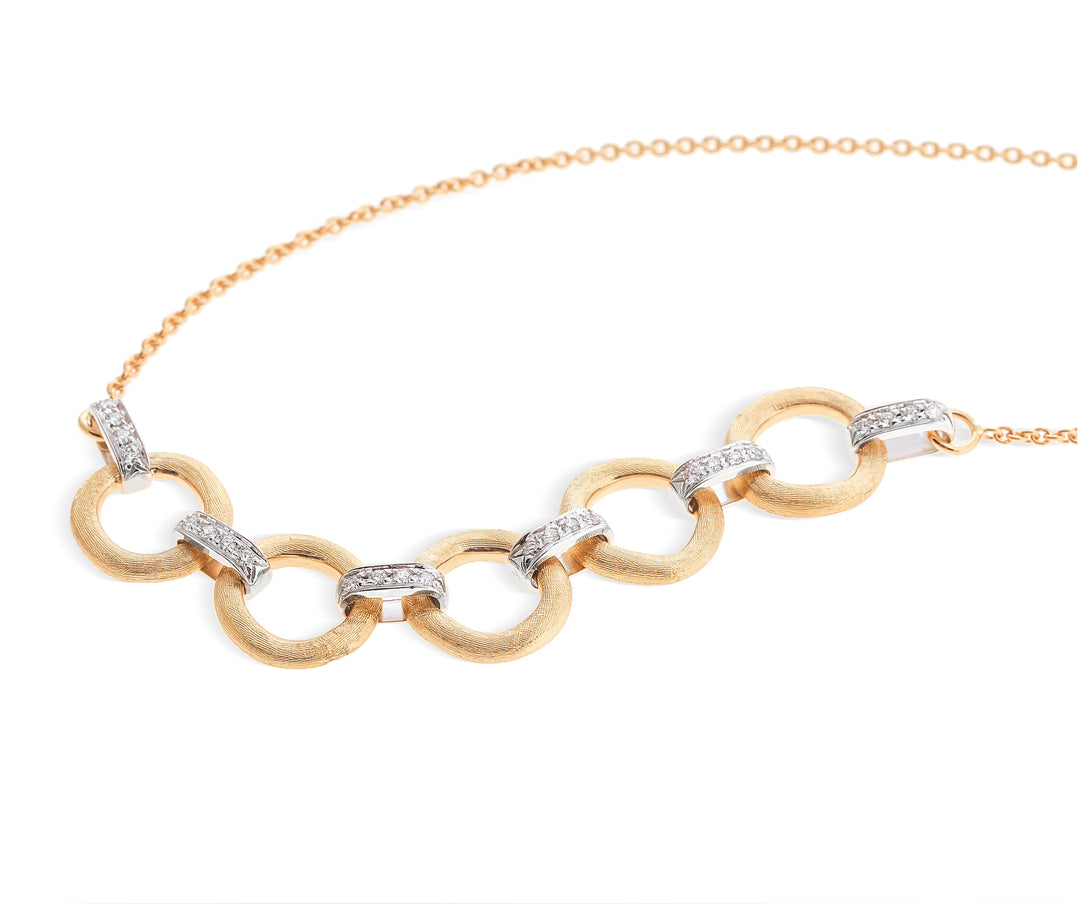 18K Yellow Gold Four Link Diamond Half Collar Necklace