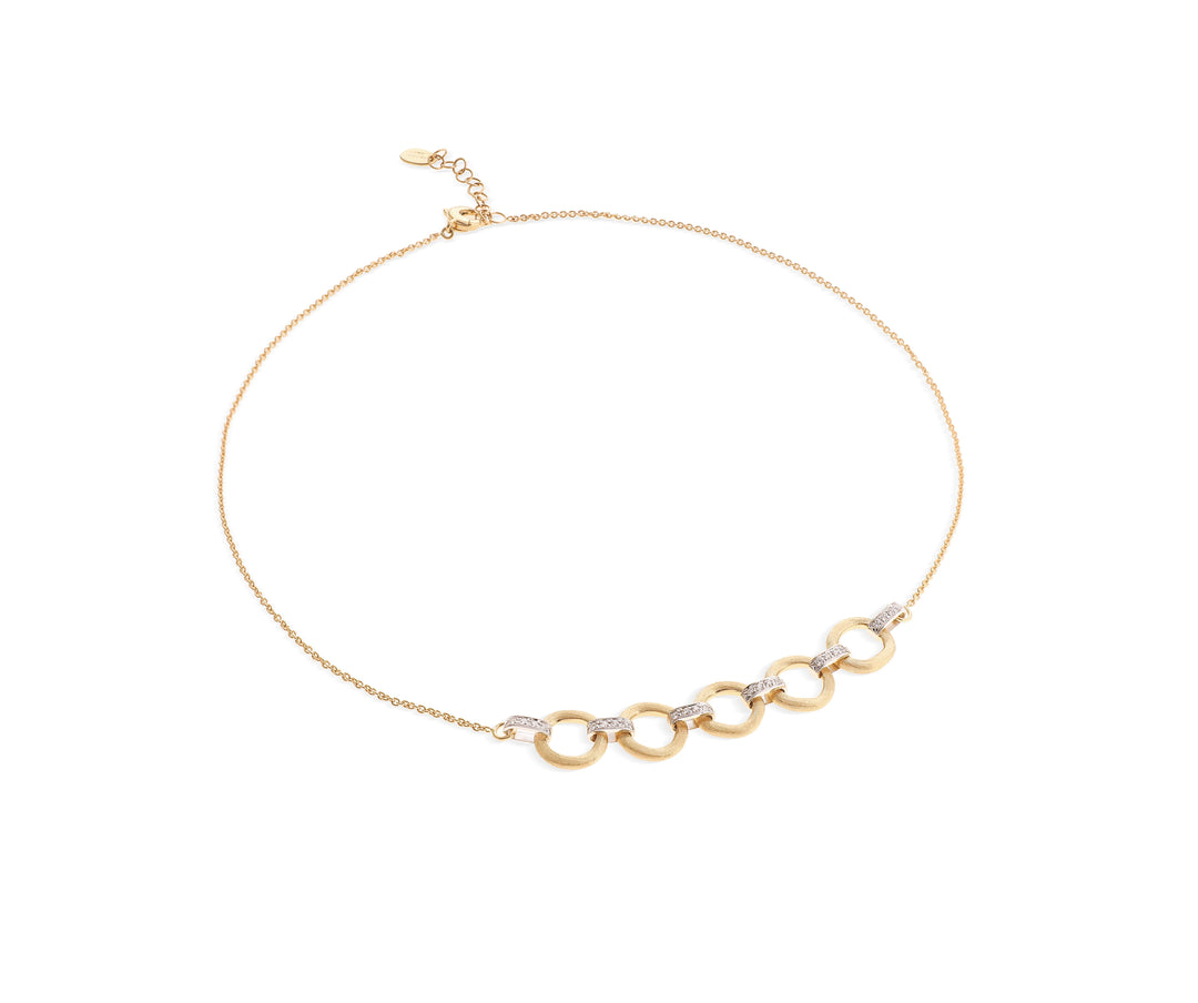 18K Yellow Gold Four Link Diamond Half Collar Necklace