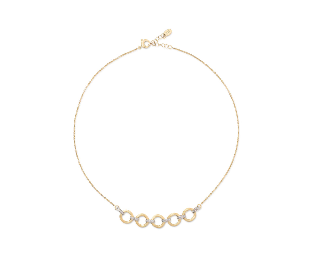 18K Yellow Gold Four Link Diamond Half Collar Necklace