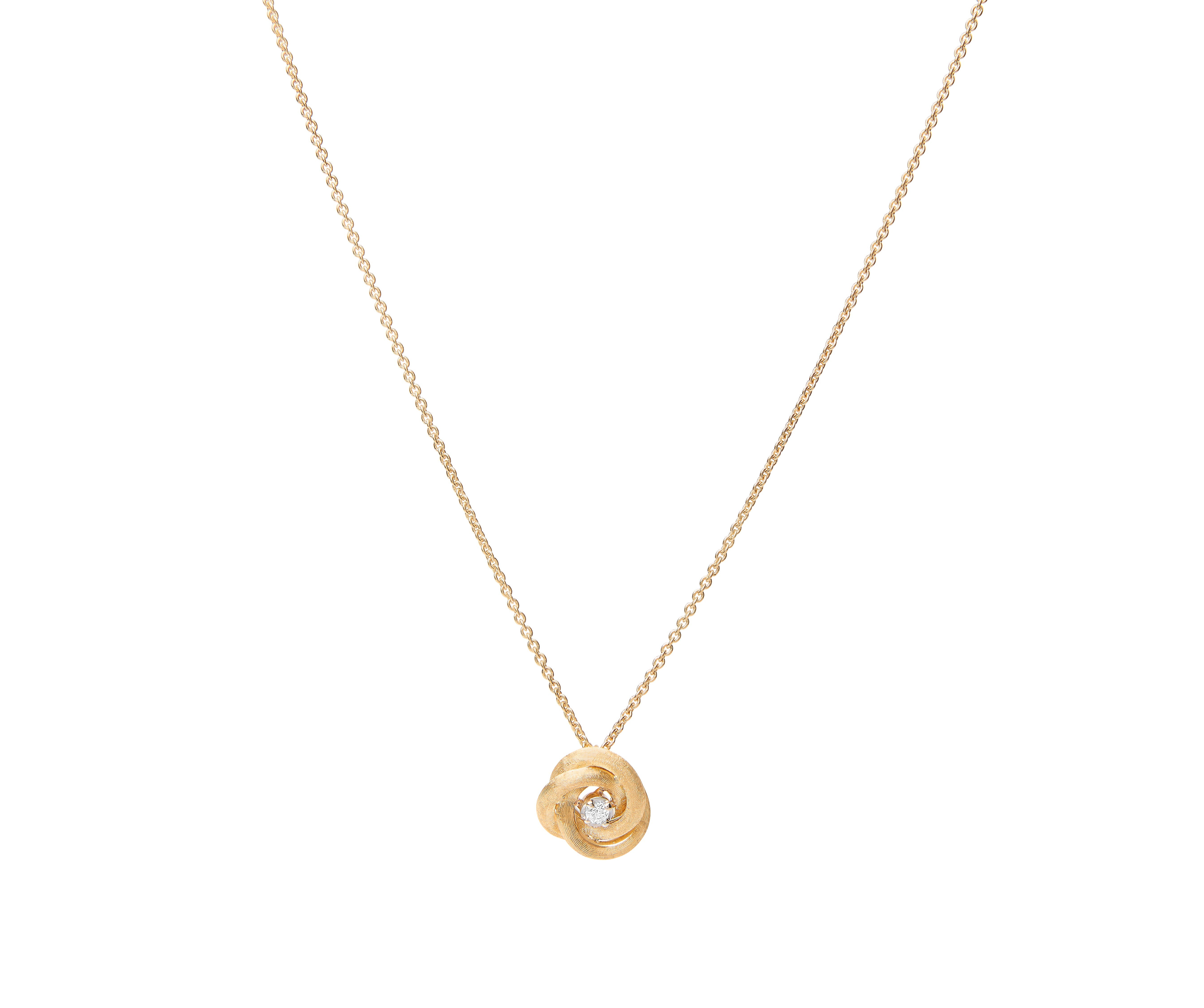 18K Yellow Gold Floral Pendant With Diamond Center