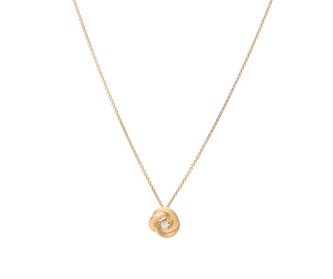 18K Yellow Gold Floral Pendant With Diamond Center