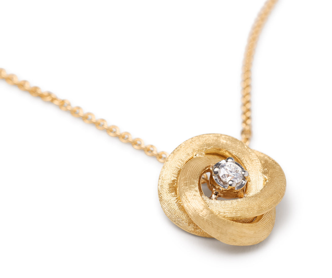 18K Yellow Gold Floral Pendant With Diamond Center