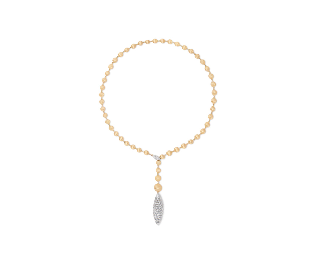 18K Yellow Gold Lariat Necklace With Large Diamond Pendant