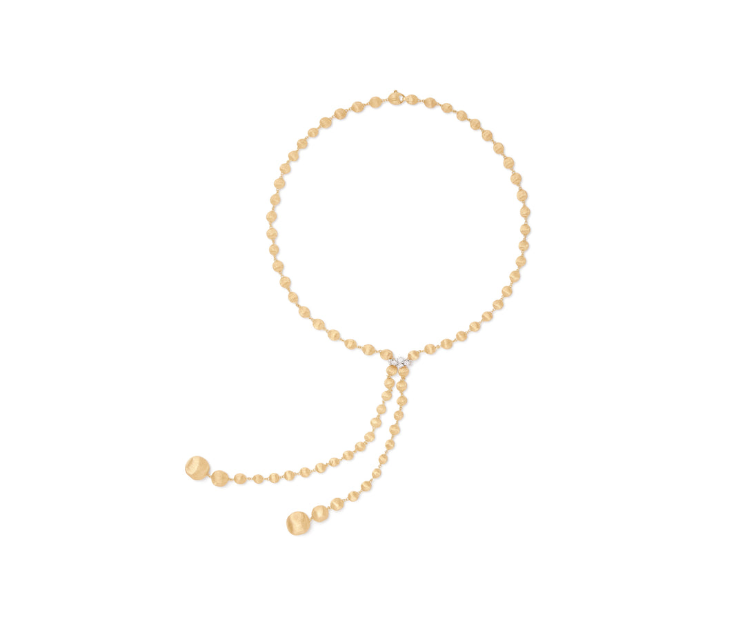 18K Yellow Gold Lariat Necklace With Diamond Pavé Clasp