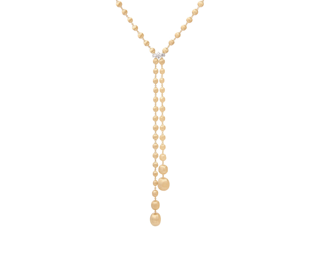 18K Yellow Gold Lariat Necklace With Diamond Pavé Clasp