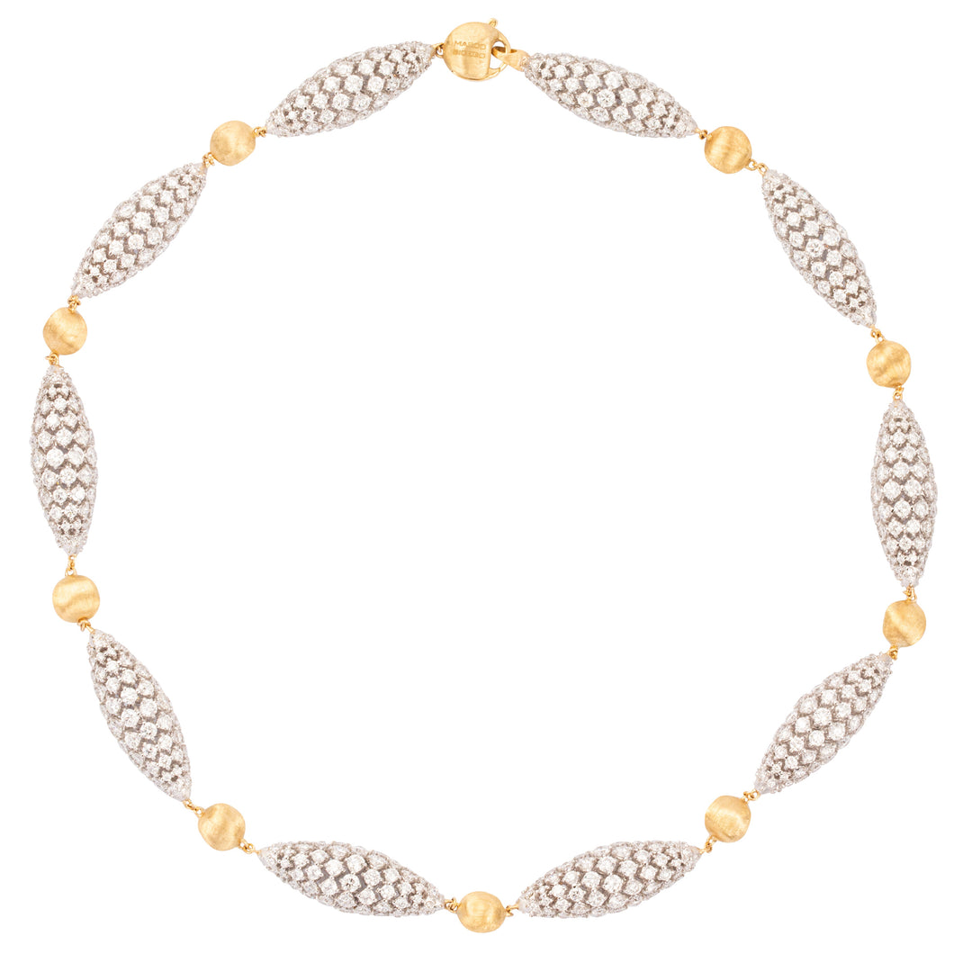 18K Yellow Gold Round Necklace With Diamond Elements