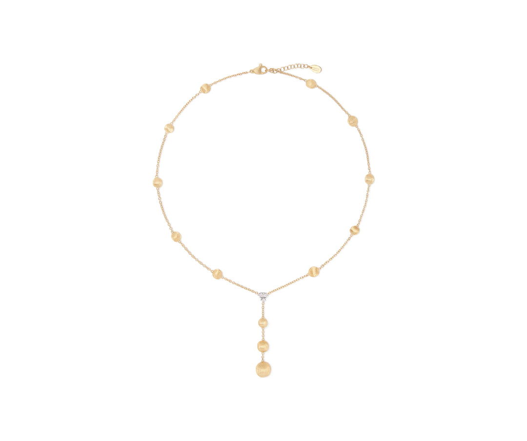 18K Yellow Gold Lariat Necklace With Diamonds