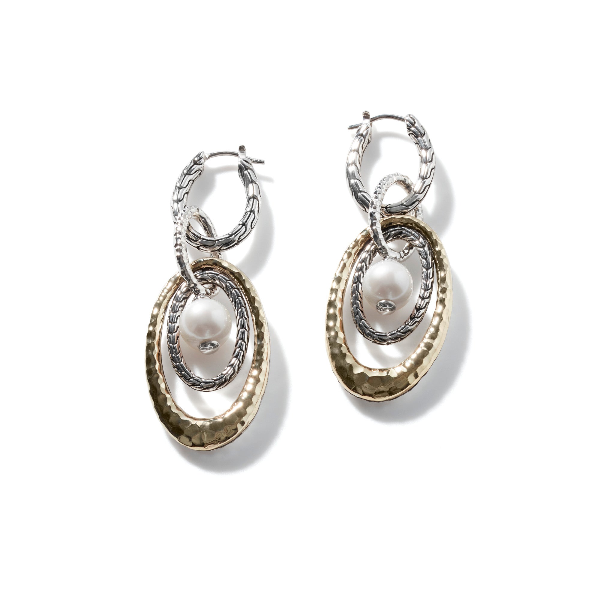 Pearl Palu Drop Link Earrings in Silver and 18k Gold