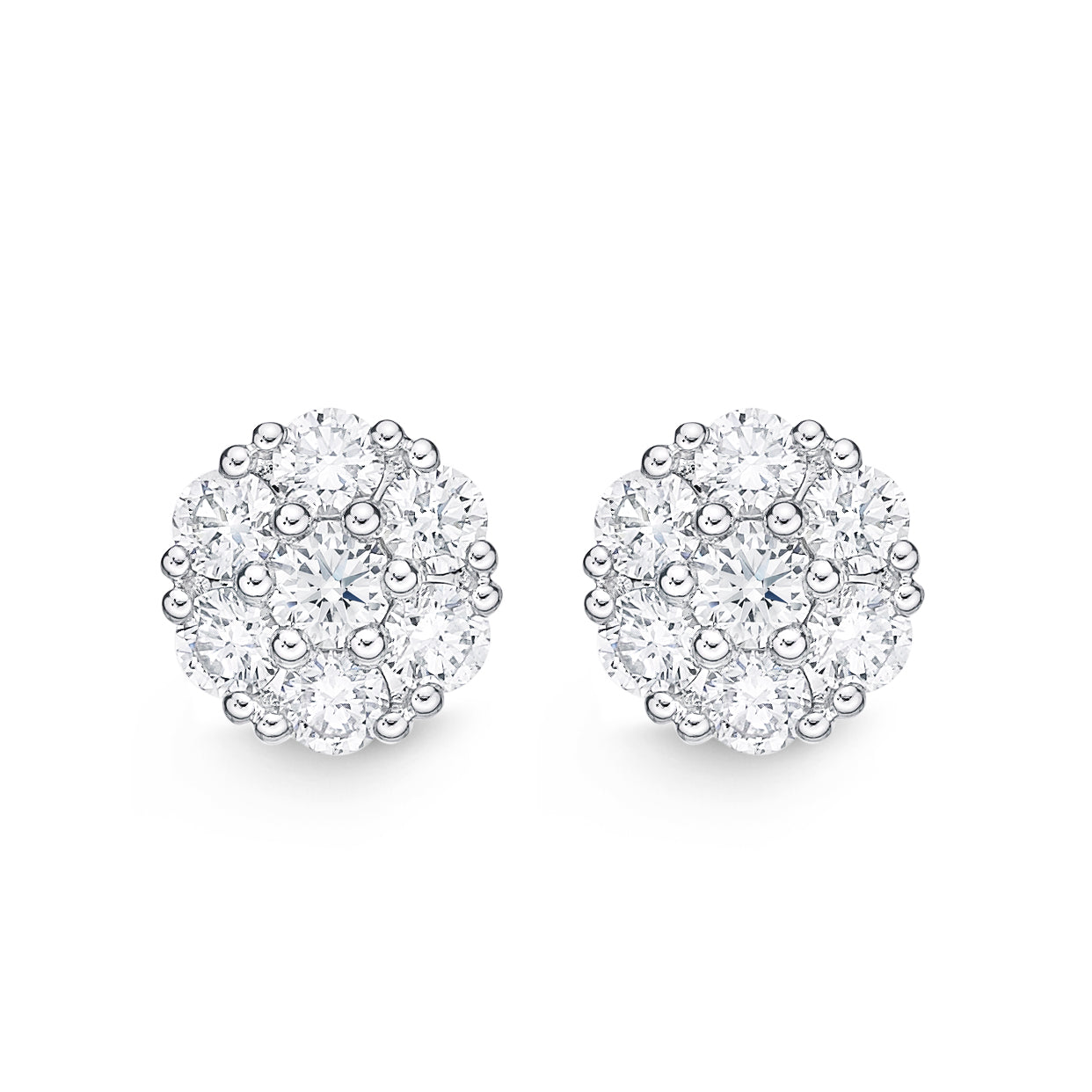 Floral Diamond Earrings 1.0 Total Carat Weight