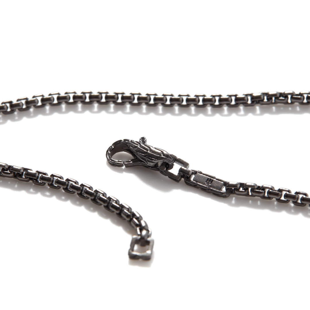 John Hardy 24" Silver Box Chain Necklace with Satin Matte Black Rhodium