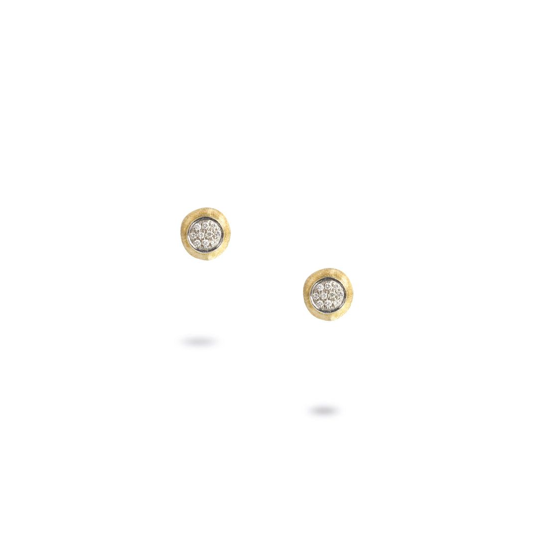 18K Delicati Yellow Gold and Diamond Pave Small Stud Earrings