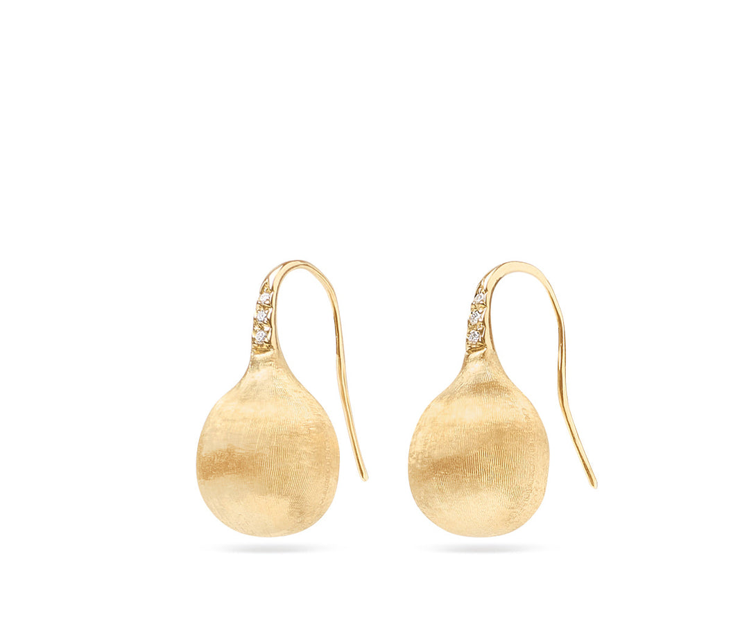 18K Yellow Gold Medium Drop Earrings With Diamonds