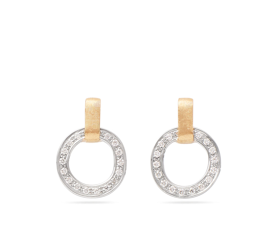 18K Yellow Gold Flat-Link Diamond Stud Earrings